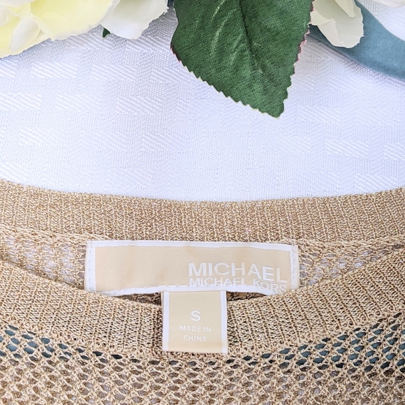 Michael Kors  Mesh Blouse Gold Size Small - Picture 5 of 15